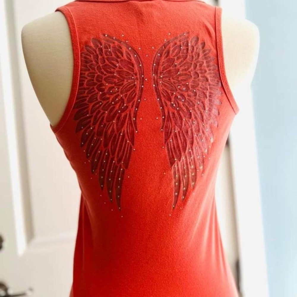 Guess Y2K Angel Wing Rhinestone Tank Top Medium